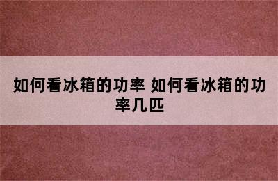 如何看冰箱的功率 如何看冰箱的功率几匹